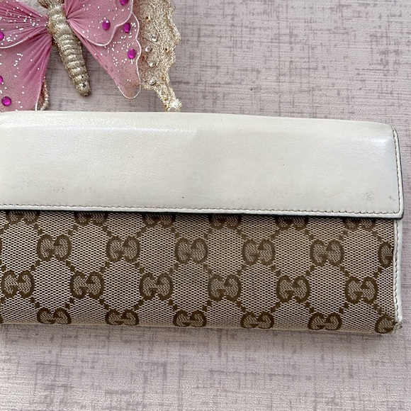 Gucci Monogram Canvas Long Heart ❤️ Wallet with Beige Color Leather - Picture 4 of 9